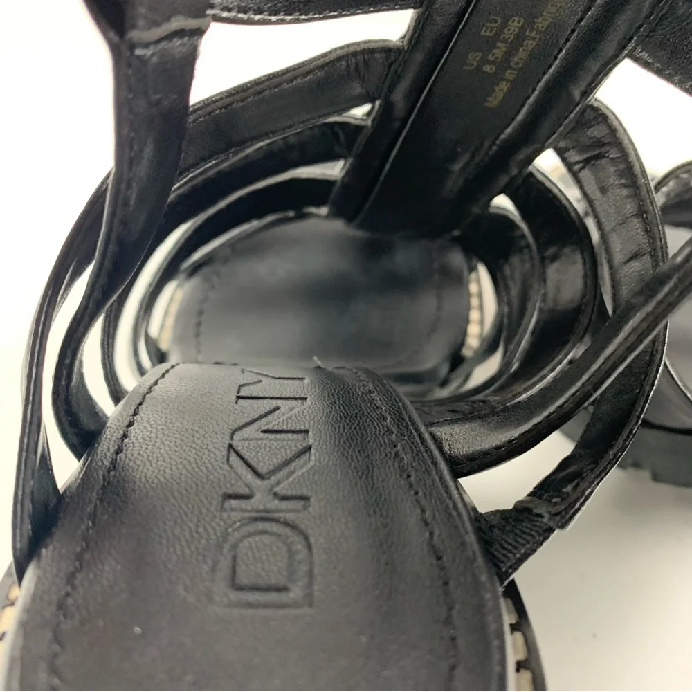 Women's DKNY Ralina‎ Caged Strappy High Heel Sandals Black shoes 8.5 NWOB 7311